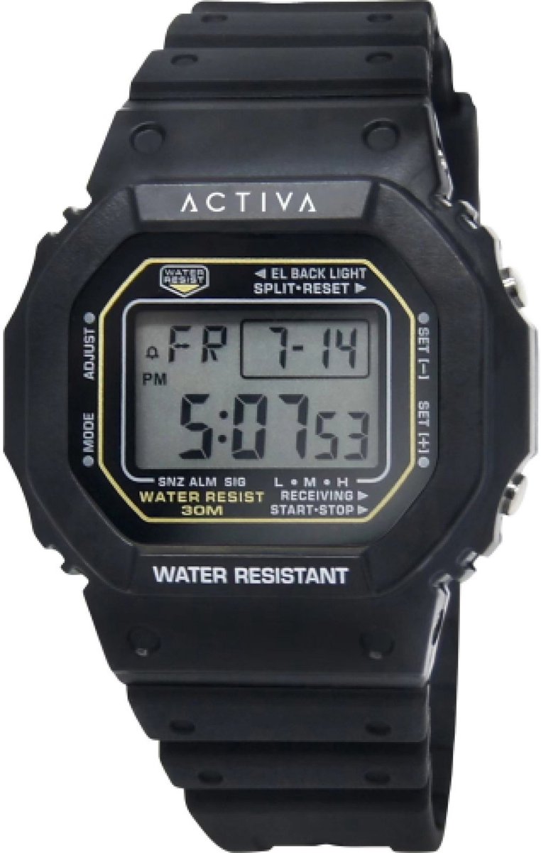 Invicta Activa Digital ACW424-002 Heren Horloge - Waterdicht - Digitaal - Quartz Uurwerk - Plastic met zwarte Wijzerplaat - 44mm