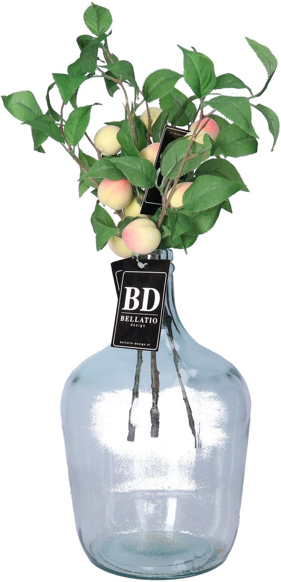 Bellatio Design Kunstbloem fruit tak Perzik - 4x - 40 cm - losse steel - kunst zijdebloemen Perzik oranje