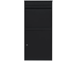 Zwarte XL Pakket Post Drop Box Groot Staal Buiten Afsluitbaar 2 Sleutels Briefpost Pakket Koerier Levering Opslag Muurbevestiging Veilig Beveiligd Anti Fishing Scannable Barcode GRATIS Bevestigingsset