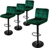 Bol.com ML-Design barkruk set van 4 fluwelen bekleding groen gestoffeerde barkruk met rugleuning en voetensteun baliekruk in hoo... aanbieding