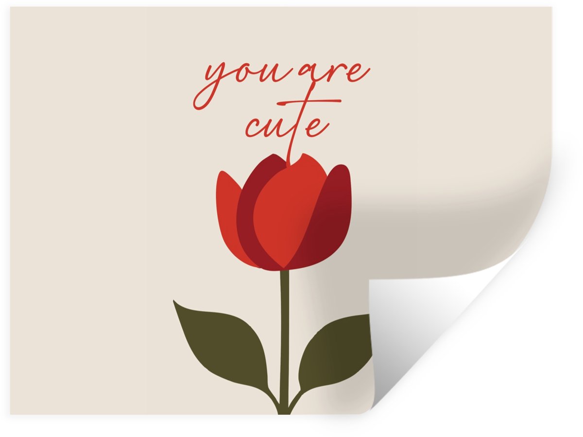 Muurstickers - Sticker Folie - Roos - Rood - Bloem - Valentijn - 80x60 cm - Plakfolie - Mu
