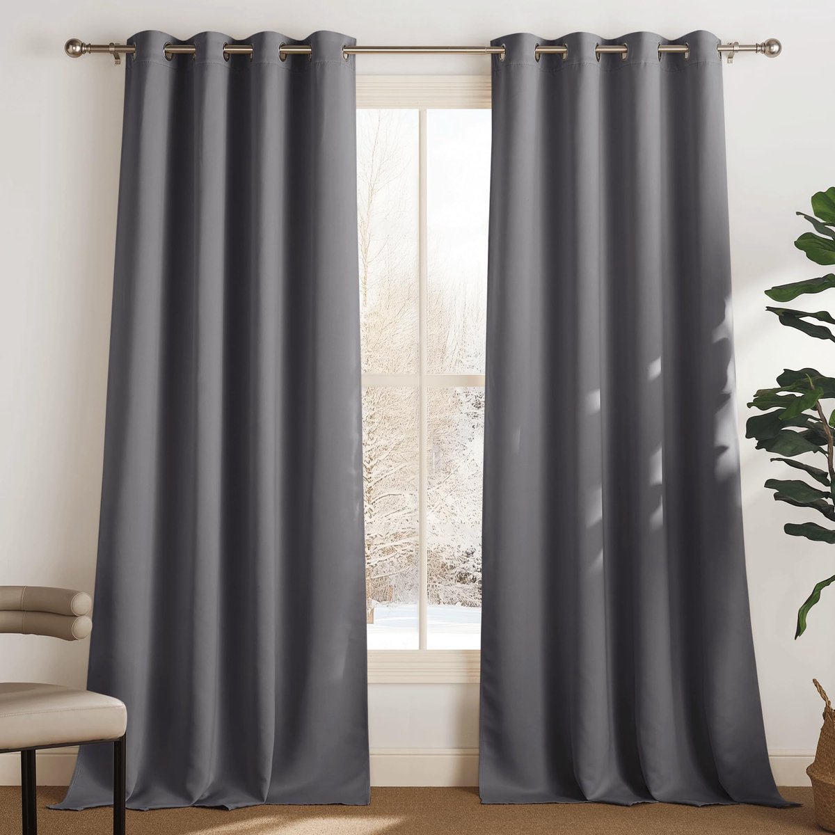 Unyqoos ® Gezellige en Stijlvolle Verduisteringsgordijnen voor Woon- en Slaapkamer, Set van 2 Stuks grijs