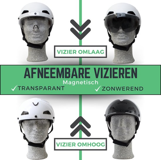 Speed pedelec helm Wit met vizier en verlichting - 4 in 1 - 2 Vizieren - NTA 8776 - Maat L 58-61 cm - Snorscooter helm - Snorfiets Helm blauw kenteken - Fatbike helm van speed — afbeelding 5