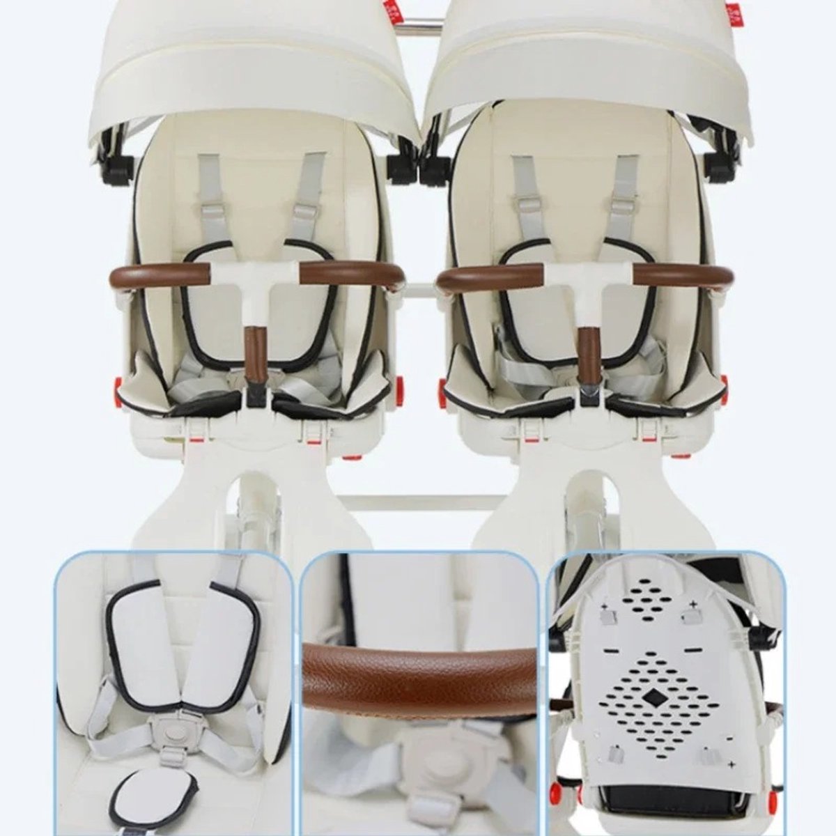 Duo Kinderwagen Opvouwbaar Lichtgewicht Off White - afbeelding 2