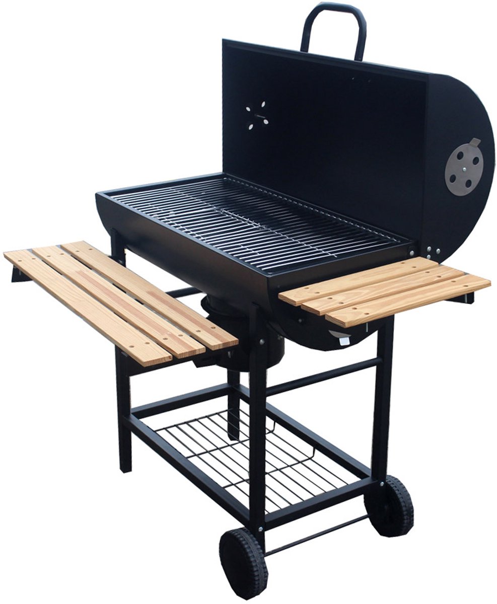 Grote Houtskoolbarbecue op Wielen met Deksel, Thermometer en Verstelbare Roosters – Ideaal voor de Tuin