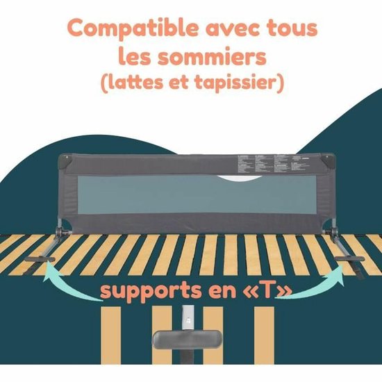 Barrière de lit - LOOPING - BL5003G - Pliable - Grijs