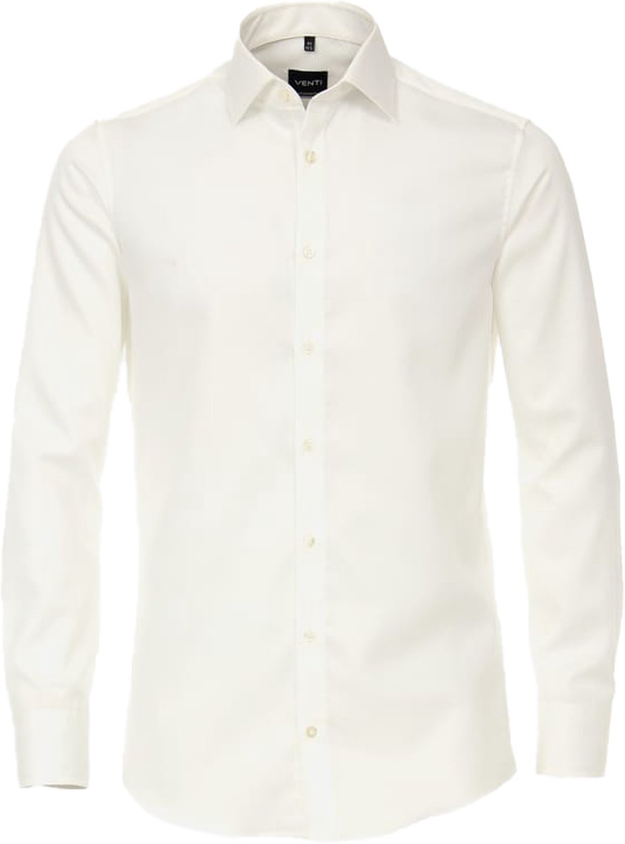 VENTI modern fit overhemd - mouwlengte 72 cm - twill - beige - Strijkvriendelijk - Boordmaat: 44