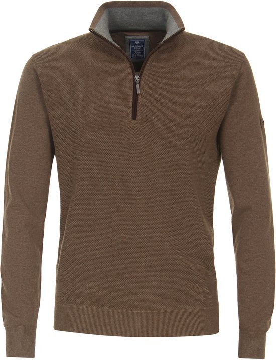 Pull skipper homme Redmond en coton - col montant - marron (épaisseur moyenne) - Taille : XL