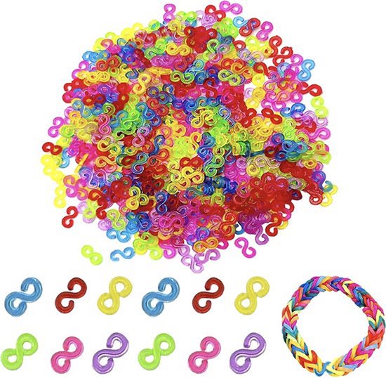 Knaak 600 stuks S-clips - Maken van Loombandjes - Multi colour - Sieraden maken - Sluiting