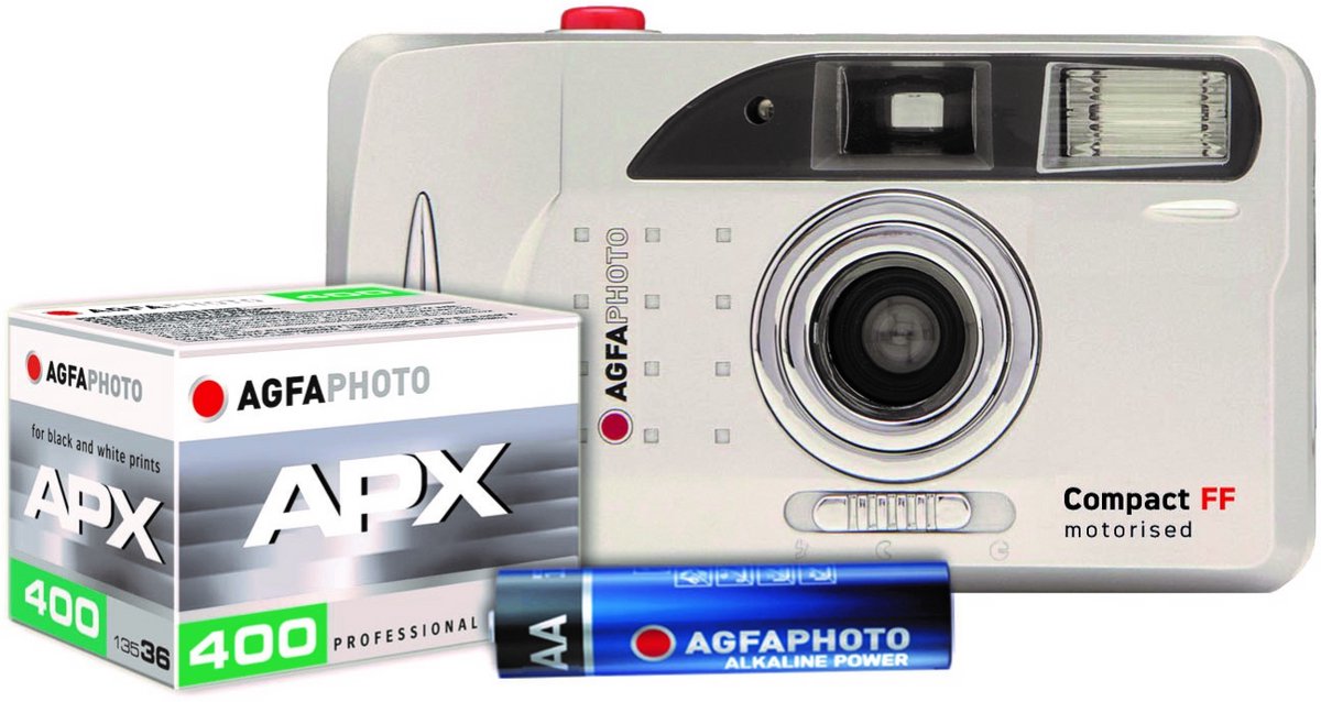 AgfaPhoto Set Analog 603020 – Herbruikbare analoge camera met motor – Film en batterij inbegrepen