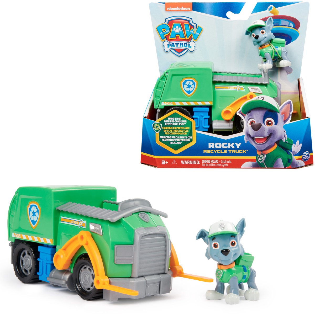 PAW Patrol - Rocky's Recycle Truck - speelgoedauto met speelfiguur - 80% gerecycled plastic - duurzaam speelgoed — afbeelding 24