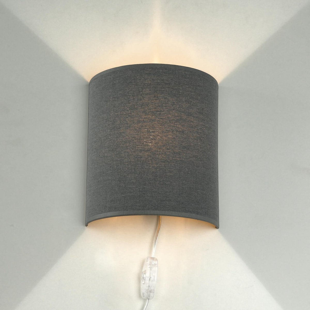 Licht-Erlebnisse - Alice - Wandlamp - E27 - van - Metaal stof - in - Wit grijs
