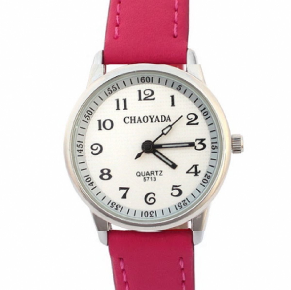 Horloge- chaoyada-midden roze- 29 mm- Leerbandje - Charme Bijoux