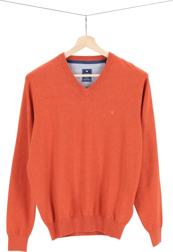 Pull homme Redmond en coton - Col V- Orange