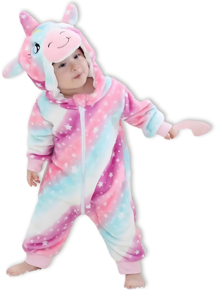 Unicorn Kleur Kleuter Verkleedpak – Peuter Dieren Kostuum – Onesie Kinderen 2-4 Jaar – Flanel – Voor Carnaval, Sinterklaas Cadeau – Jongen & Meisjes – Pyjama of Boxpak – Kruippak – Perfect Cadeau voor Kerstmis – Comfortabel & Zacht - Eenhoorn