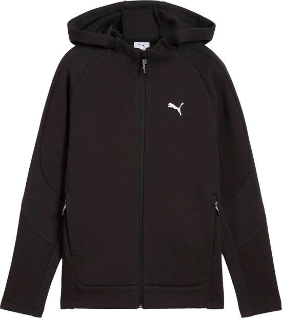 Sweat à capuche entièrement zippé Puma evostripe en noir.