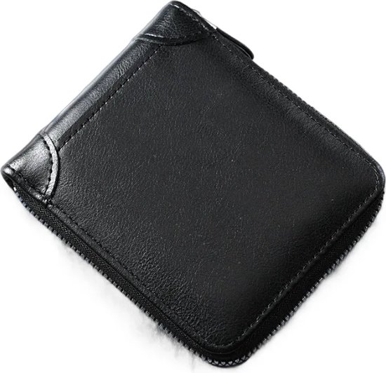 Portemonnee - portefeuille - Pasjeshouder - Billfold - Dames Portemonnee - Portefeuille Heren - cadeautjes - zwart - Leer - 11.5*9.5cm