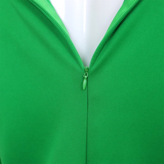 Ritssluiting van een felgroen shirt.