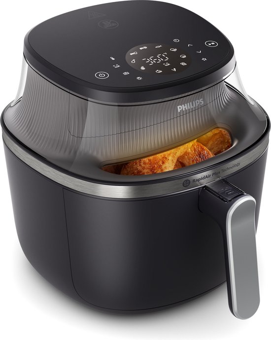 Philips 3000 Series Airfryer - NA341/00 - Kijkvenster - RapidAir Plus - 7.2L - Tot 6 Personen - Zwart