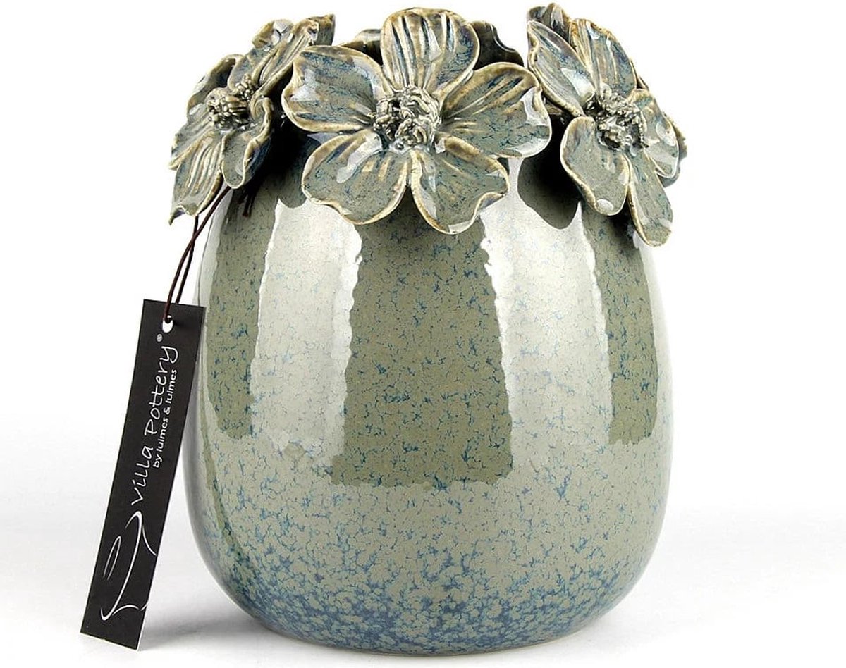 Villa Pottery Vaas Jolie 3 Donker Blauw reactief 14x14x16