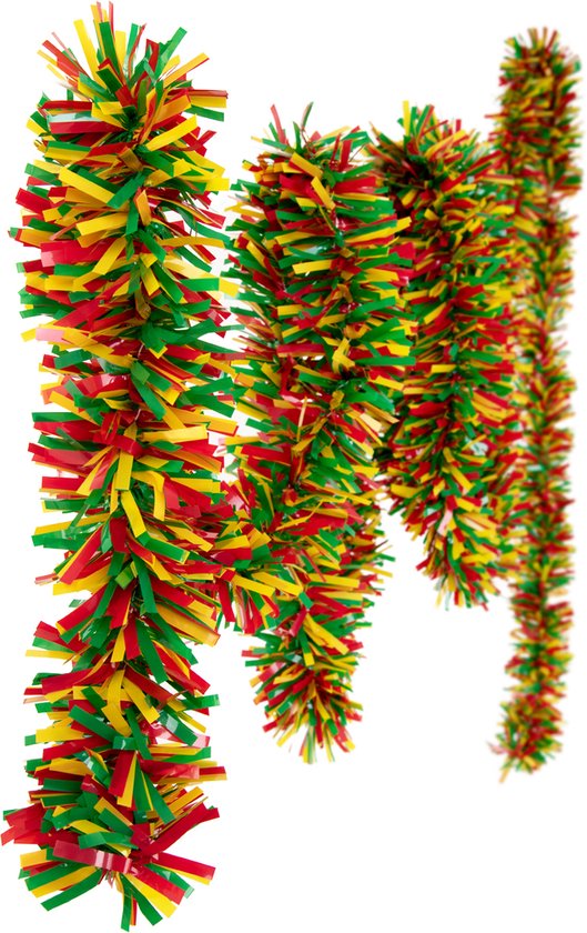 Carnaval Total | Guirlande PVC | Rouge - Jaune - Vert | Carnaval de guirlande | 500 cm | Décoration de festival de party de célébration de thème de carnaval