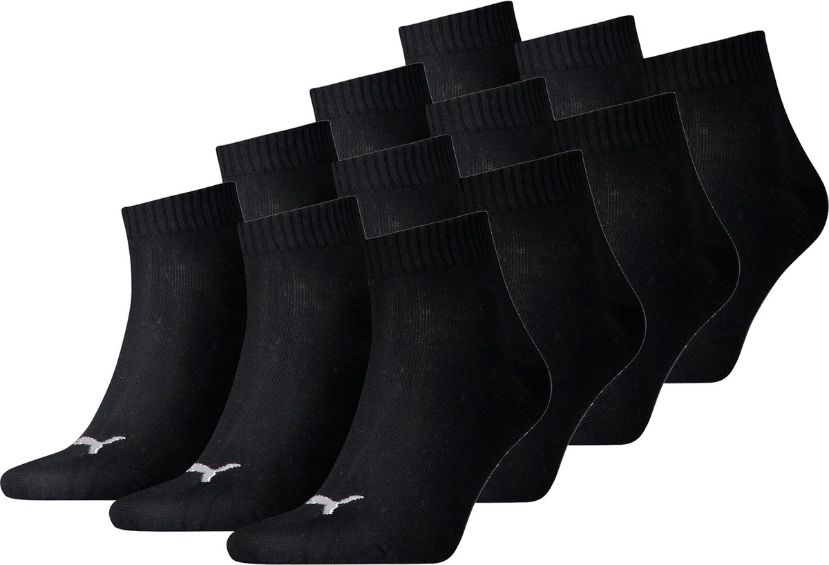 SOKKEN 12 paar Puma unisex kwartsokken sneakers 49 voor dames- en herensokken Zwart