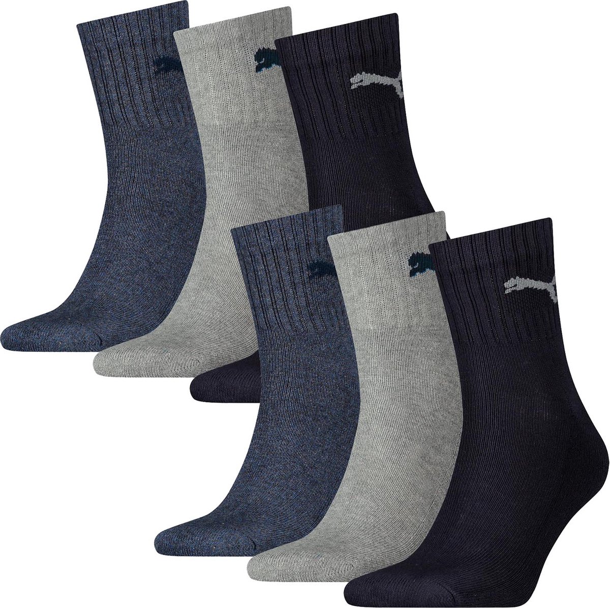 SOKKEN 6 paar Puma sokken korte crew sportsokken tennissokken 49 unisex Marineblauw
