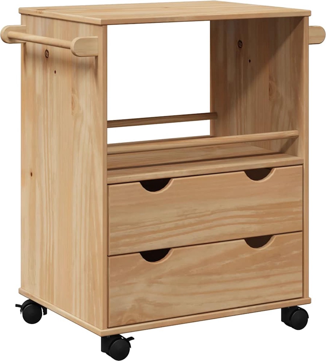 vidaXL - Keukentrolley - OTTA - 59x45x80 - cm - massief - grenenhout
