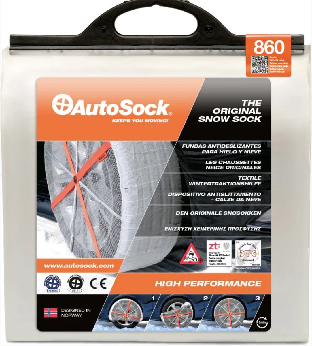 AutoSock High Performance 860 – Sneeuwsokken Auto & SUV – Textiele Sneeuwkettingen – Extra Grip op Sneeuw en IJs – Set van 2 Stuks – HP860 productafbeelding