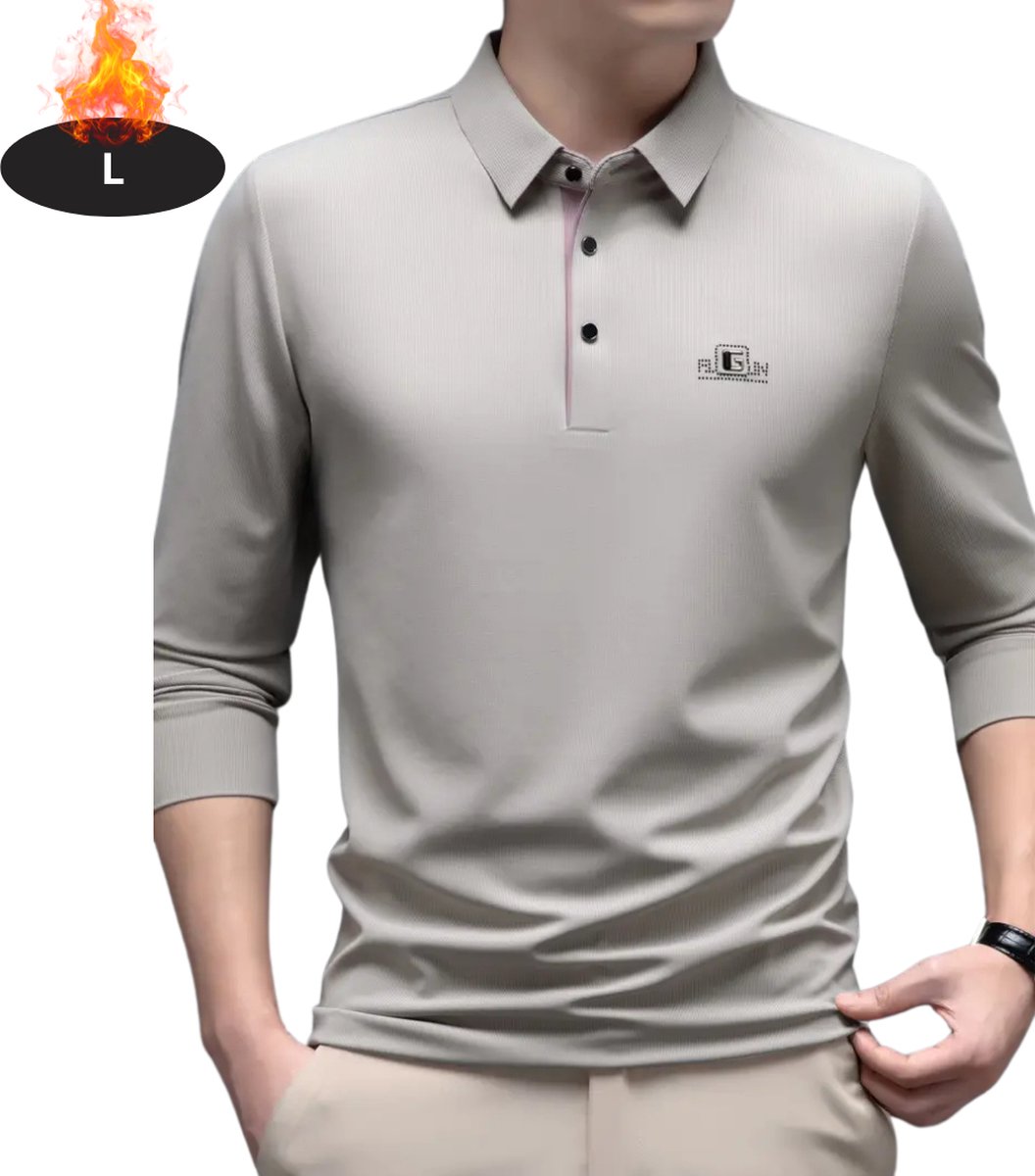 Livano Poloshirt Heren T-Shirt Heren Shirt Overhemd Polo Shirt Lange Mouwen Beige