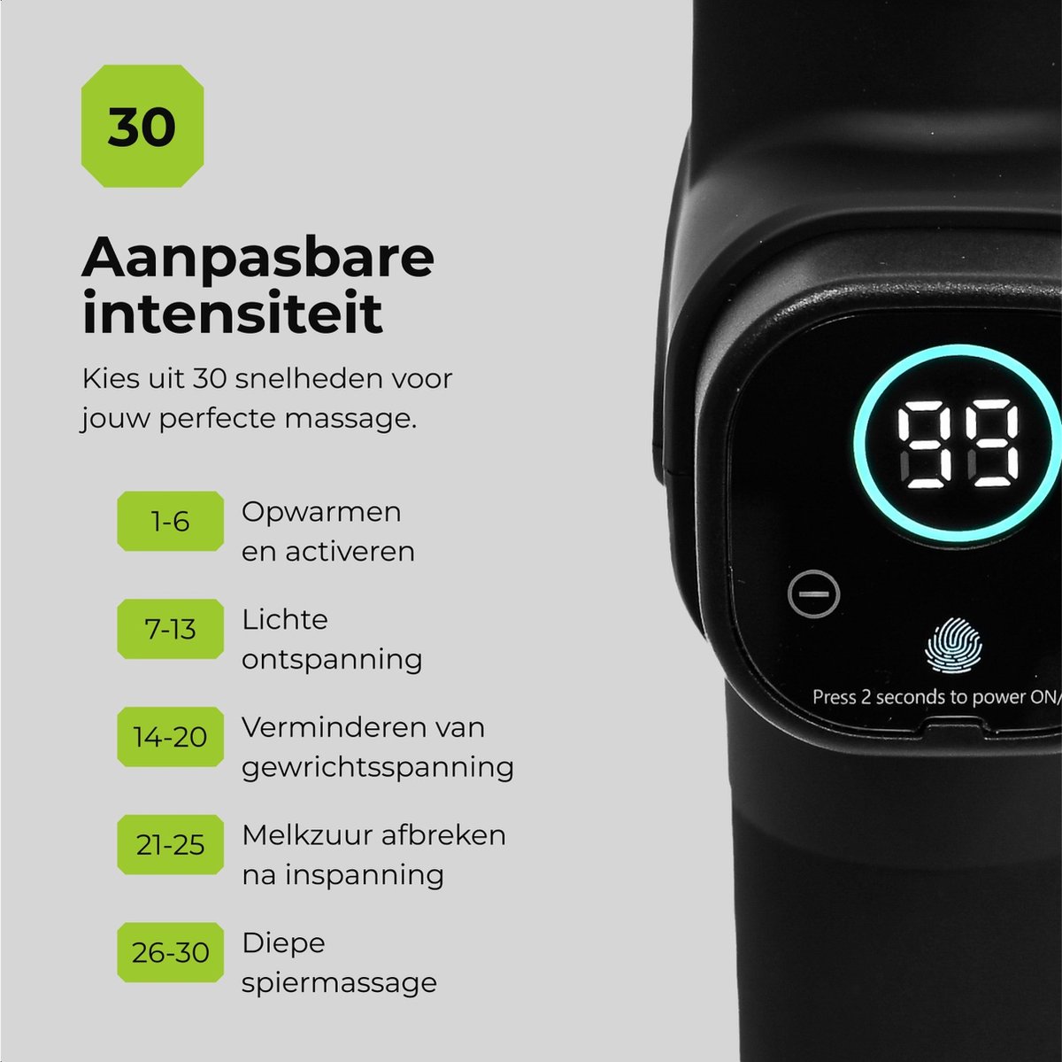 Afbeelding 2 van Massage Gun Professioneel Met Koffer - Sport en Relax Massage Apparaat - 10 Opzetstukken - 30 Snelheden - Krachtig & Stil - Massage Pistool