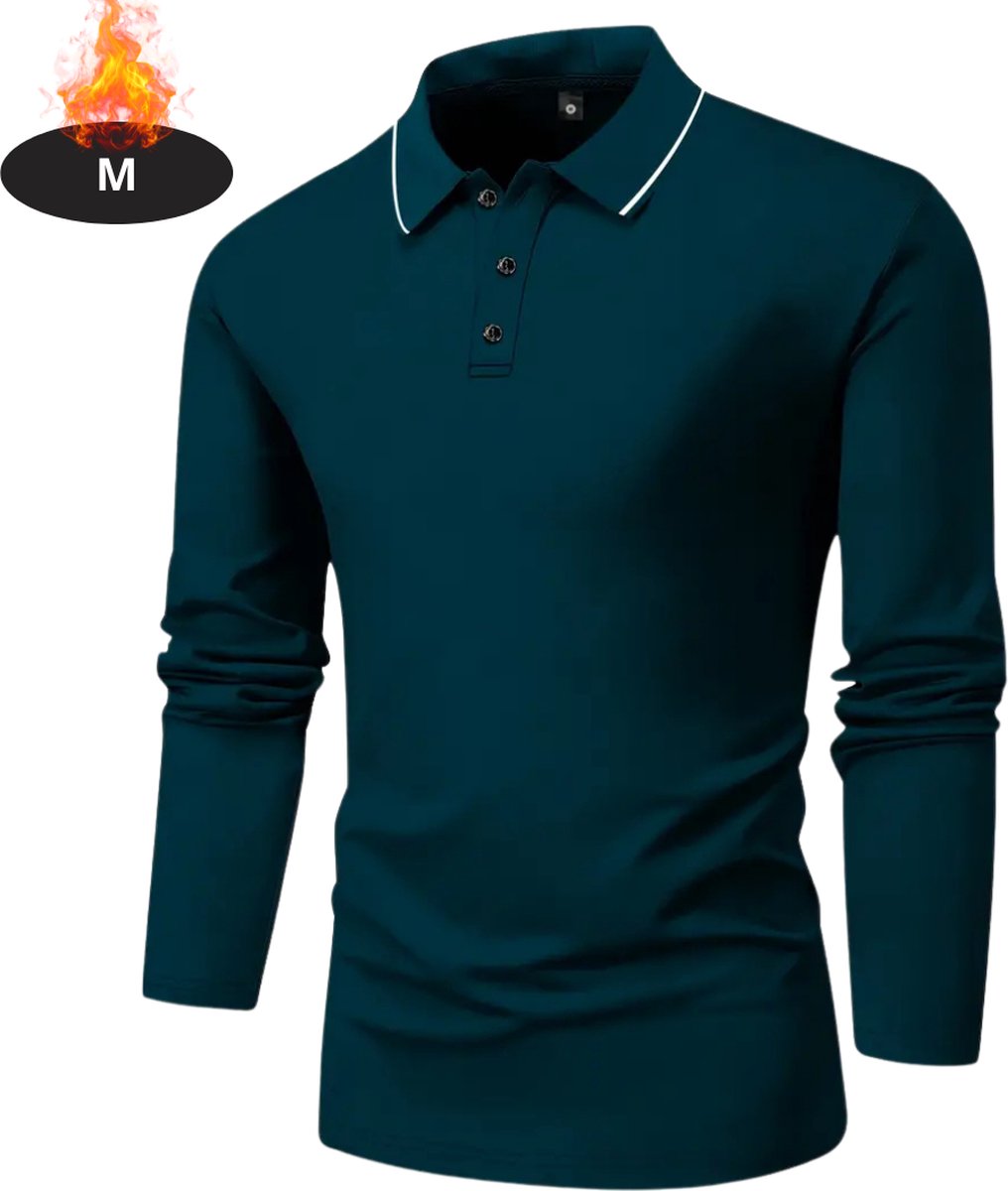 Livano Poloshirt Heren T-Shirt Heren Shirt Overhemd Polo Shirt Lange Mouwen Donker Cyaan