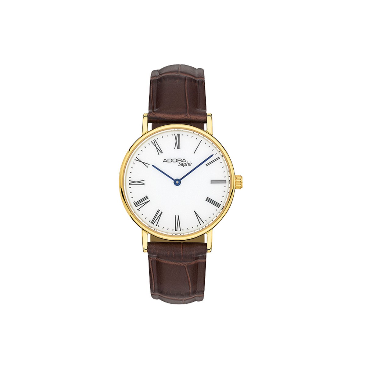 Adora AS4733 Dameshorloge | Saffierglas, 32mm roestvrijstalen kast, leren band, 3 BAR