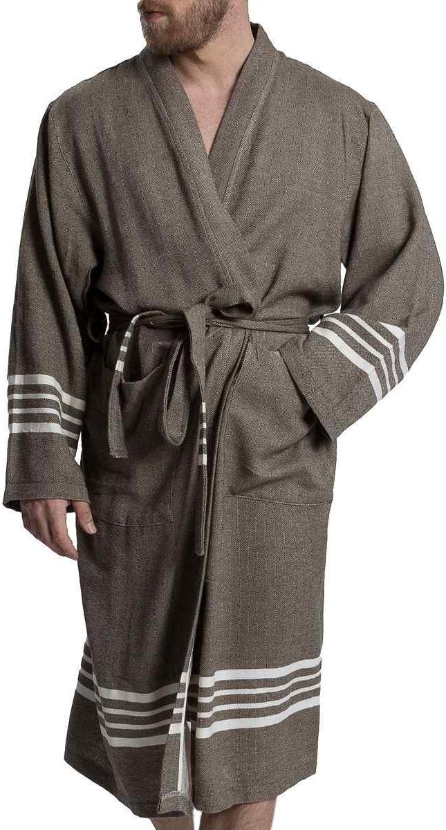 Lalay - hamam badjas Krem Sultan - khaki - XL - dames heren badjas - sauna badjas - dunne badjas - 100% gekamd katoen