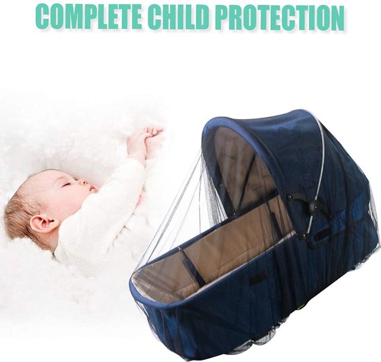 2 stuks - Kinderwagen Muskietnet - Klamboe voor kinderwagen - zwart - insectennet voor kinderwagens, wiegjes, wiegen - Muskieten Net - Baby Wagen Klamboe - Muggen Bescherming Net - Muggennet - Zwart mesh gaas - 1.5m — afbeelding 2