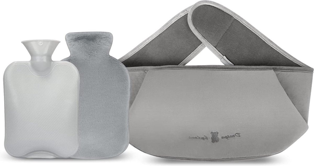 12 liter Warmwaterkruik met hoes - 3-in-1 warmwaterkruikriem voor pijnverlichting - kinderen volwassenen ouderen vrouwen - nek schouder rug taille menstruatiepijn - grijs