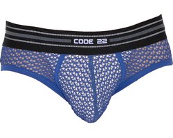 CODE 22 Openwork Brief Steel Blue - MAAT L - Erotisch Heren Ondergoed - Slip voor Man - Sexy mannen Slip