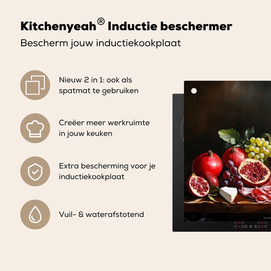 KitchenYeah® Protection plaque induction 57.6x51.6 cm - Buvette - Nature morte - Vintage - Protege plaque de cuisson - Couvre plaque induction - Protecteur d'induction - Cuisine
