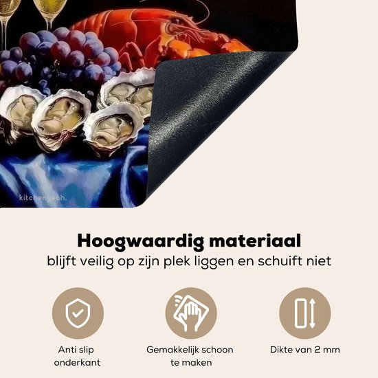 KitchenYeah® Protection plaque induction 57.6x51.6 cm - Champagne - Luxe - Huîtres - Protege plaque de cuisson - Couvre plaque induction - Protecteur d'induction - Cuisine