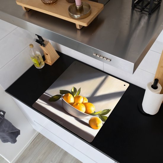 KitchenYeah® Protection plaque induction 60x55 cm - Citrons - Nature morte - Jaune - Protege plaque de cuisson - Couvre plaque induction - Protecteur d'induction - Cuisine