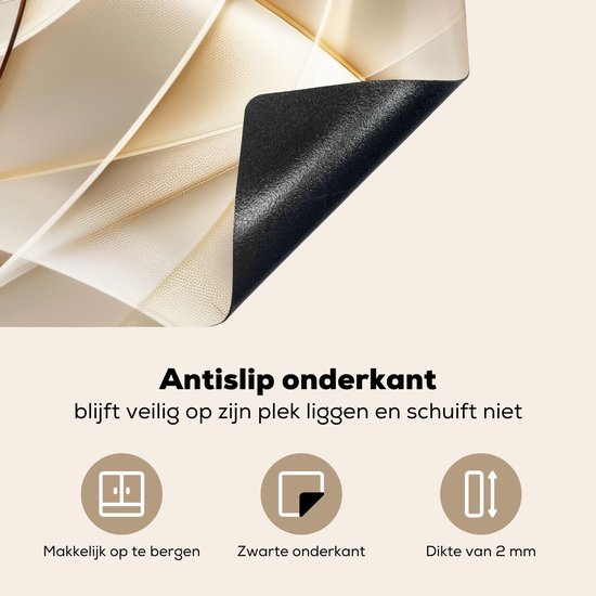 KitchenYeah® Protection plaque induction 74x48 cm - Beige - Abstrait - Lignes - Protege plaque de cuisson - Couvre plaque induction - Protecteur d'induction - Cuisine