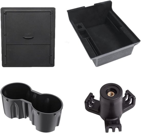 LANTU 4 stuks accessoires voor Tesla Model Y 2025 Juniper middenconsole- organizer, armleuning, opbergdoos, verborgen box en bekerhouder (blok
