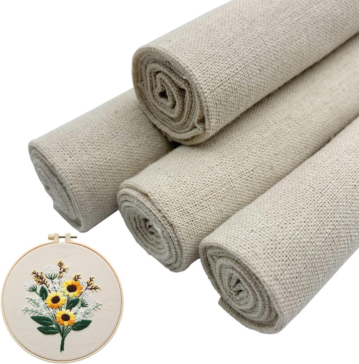 Kruissteek stof borduurwerk 50 x 50 cm beige natuurlijke linnen stof voor decoratie DIY knutselen handwerk - Aida Stof (4)