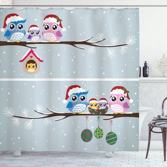 ABAKUHAUS Kerstmis- Douchegordijn, Deers Tree Wood Frame, stoffen