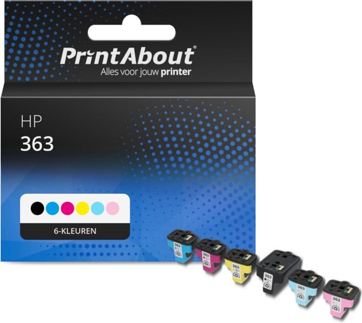 PrintAbout - Inktcartridge / Alternatief voor de HP C8721EE (nr 363) / 6 Kleuren