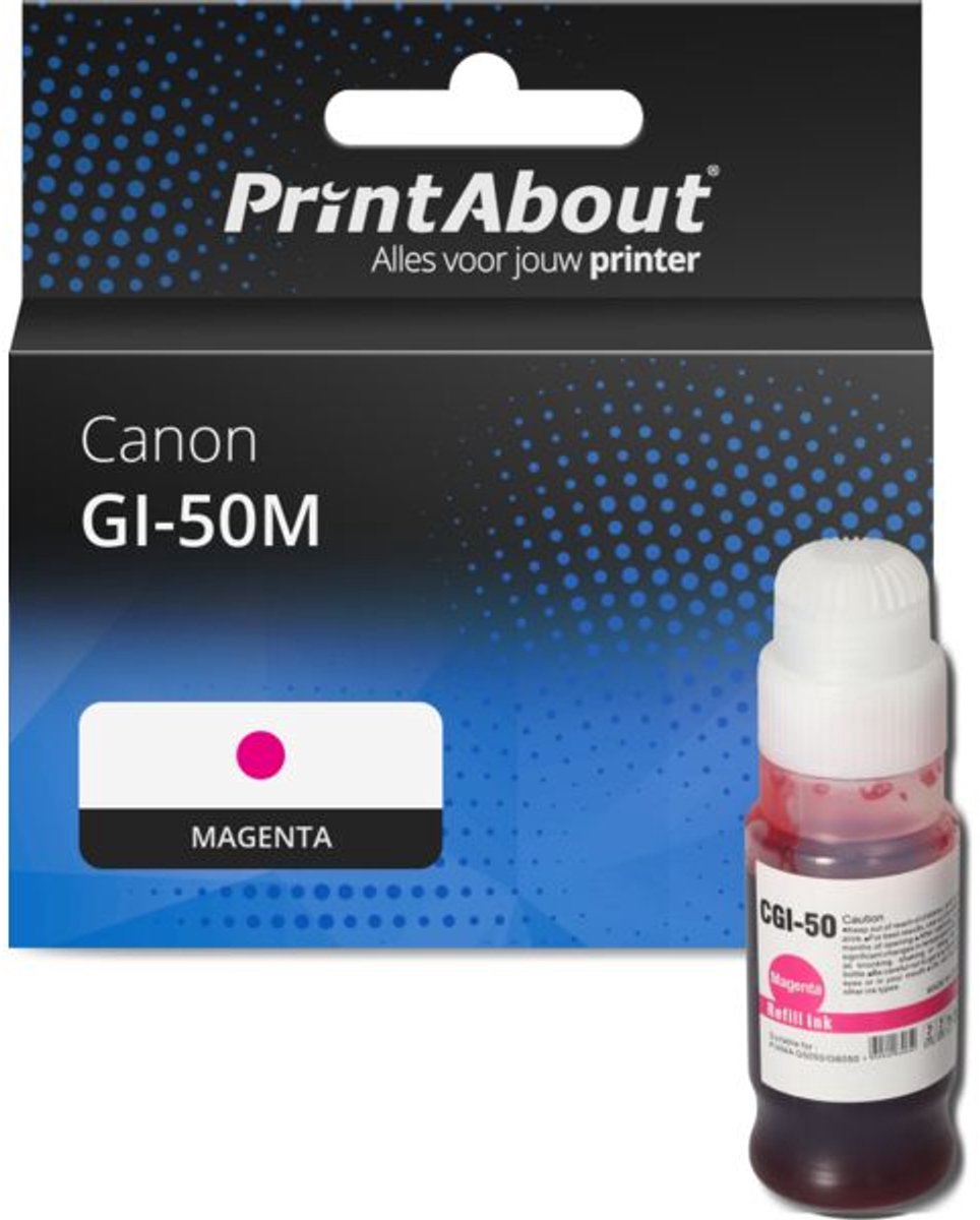 PrintAbout huismerk Inktcartridge GI-50M Magenta Hoge capaciteit geschikt voor Canon