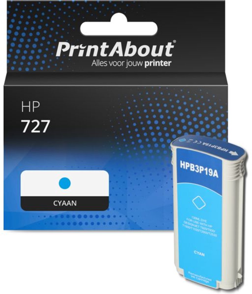 PrintAbout Huismerk HP B3P19A (727) Inktcartridge Cyaan Hoge capaciteit