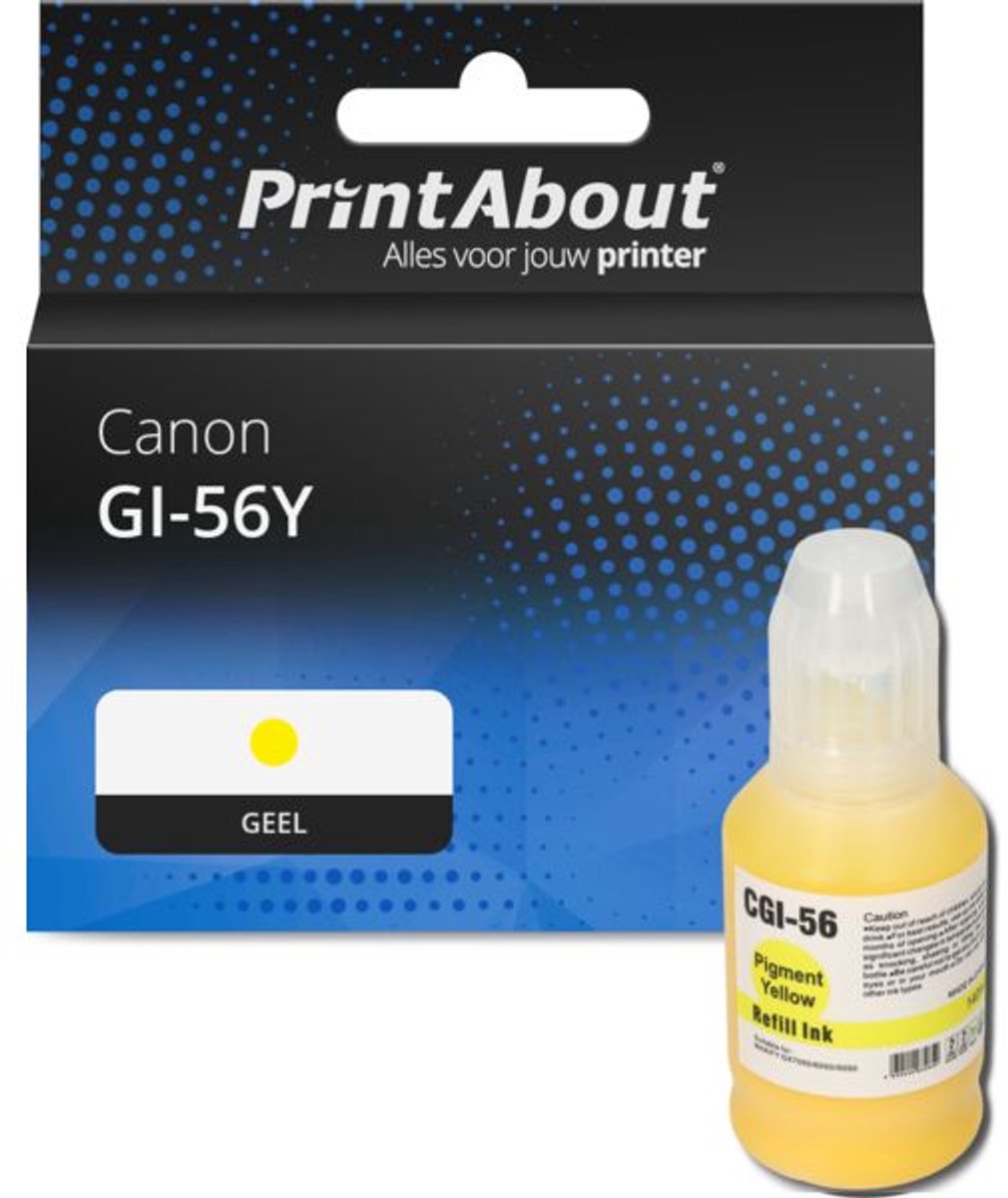 PrintAbout huismerk Inktcartridge GI-56Y Geel geschikt voor Canon
