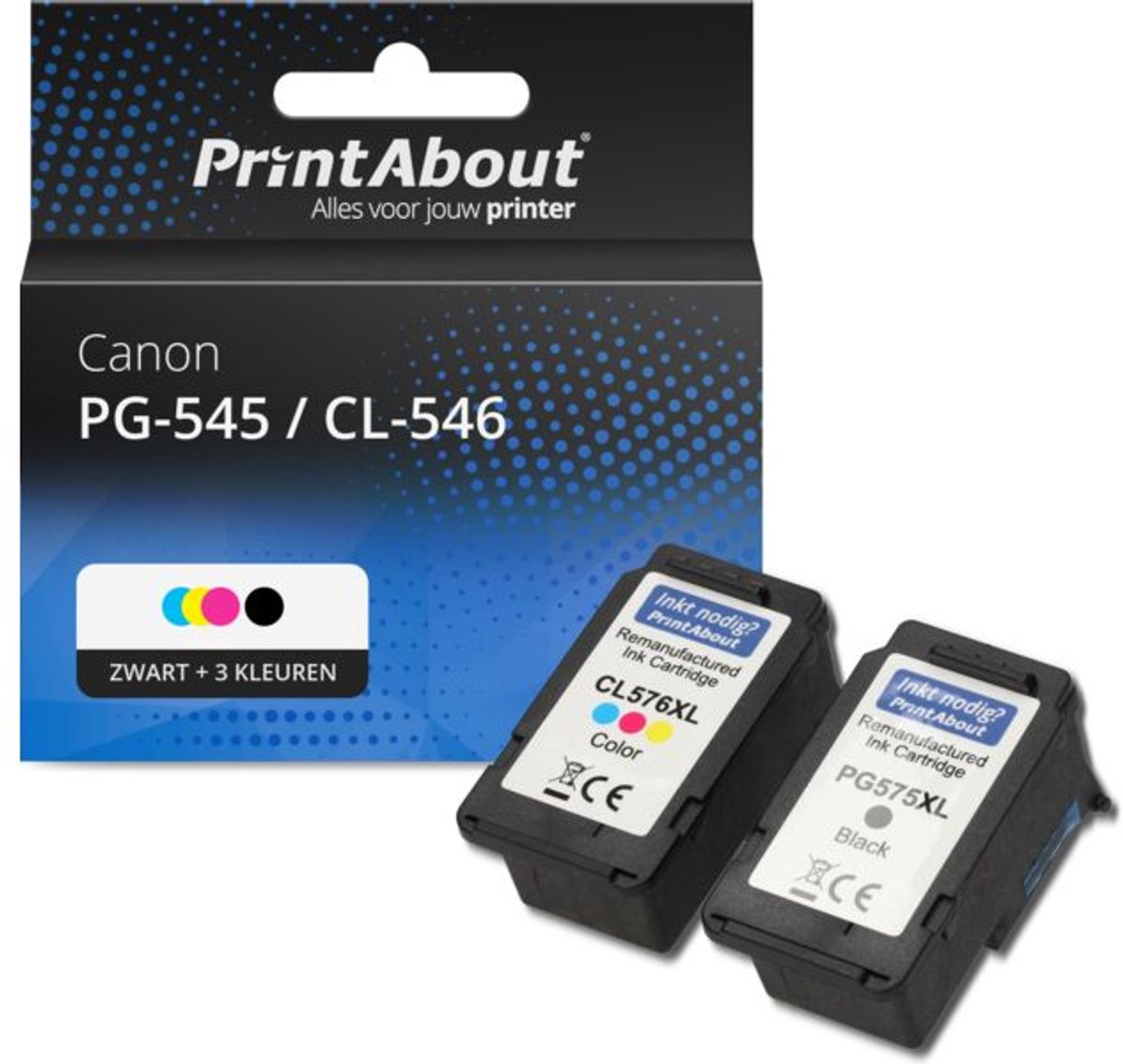 Huismerk Canon PG-545 / CL-546 Inktcartridge Zwart + 3 kleuren Voordeelbundel