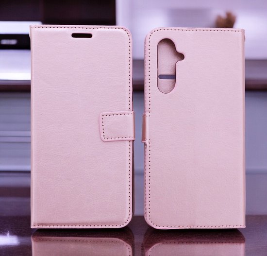 Étui portefeuille pour livre compatible avec : Samsung Galaxy S25 Plus - Or rose